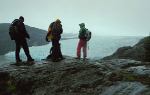 Three Men over the Glacier Grey